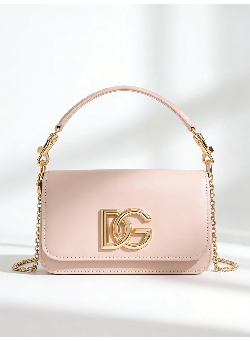 D&G Luxury pink handbag retro metal letter chain bag dual-use underarm bag for commuting and banquet - Image 1