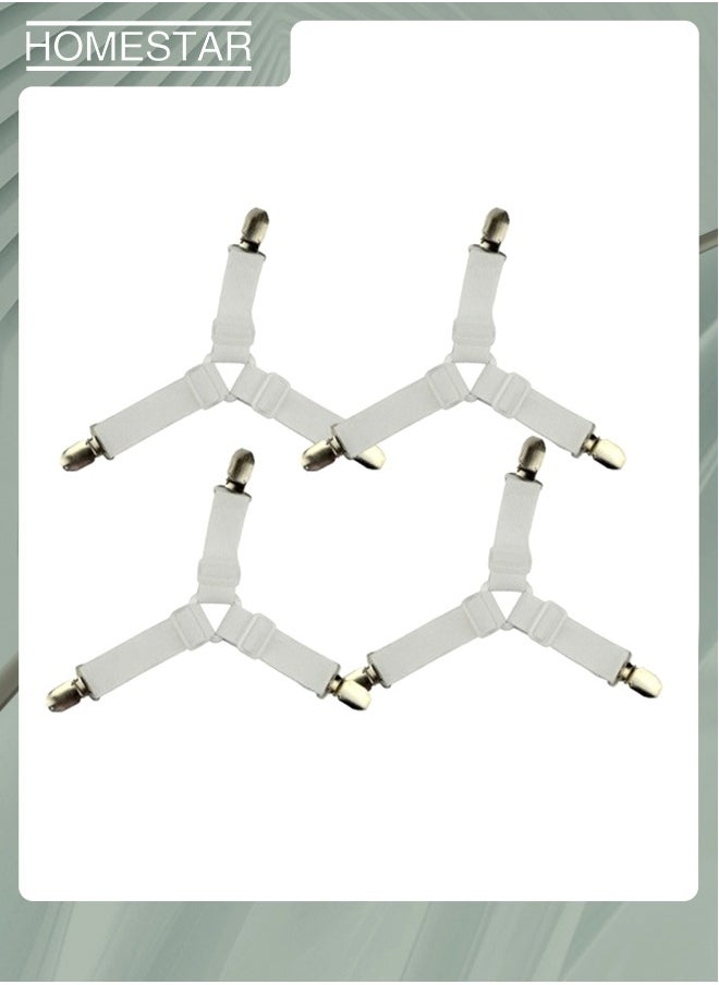 HOMESTAR 4PCS Adjustable Bed Sheet Clips Cover Grippers Holder Mattress Duvet Blanket Fastener Straps Fixing Slip Resistant Belt White  - Image 1