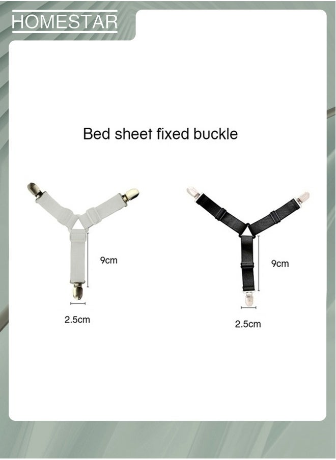HOMESTAR 4PCS Adjustable Bed Sheet Clips Cover Grippers Holder Mattress Duvet Blanket Fastener Straps Fixing Slip Resistant Belt White  - Image 2