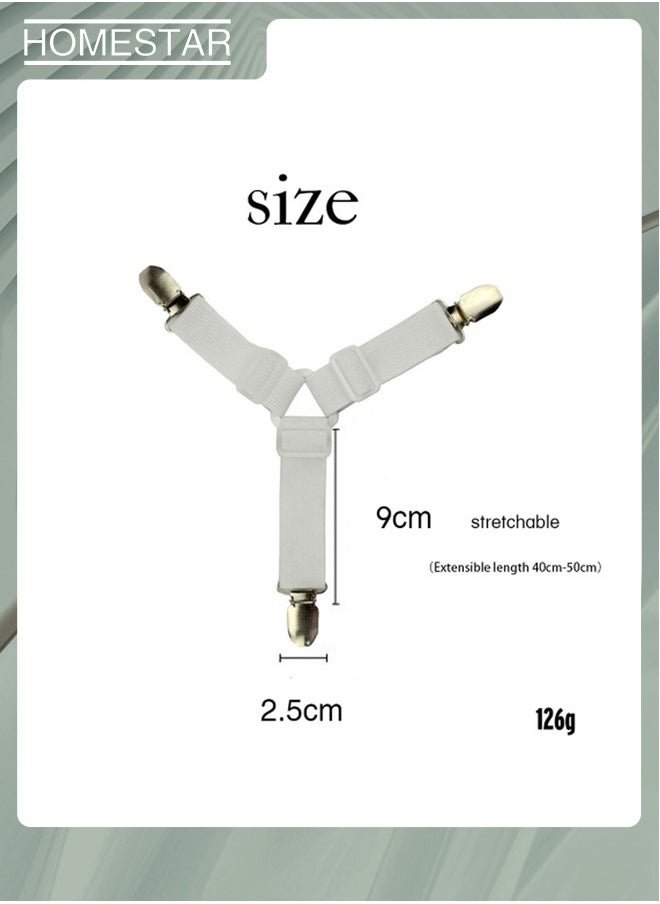 HOMESTAR 4PCS Adjustable Bed Sheet Clips Cover Grippers Holder Mattress Duvet Blanket Fastener Straps Fixing Slip Resistant Belt White  - Image 5