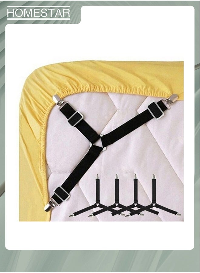 HOMESTAR 4PCS Adjustable Bed Sheet Clips Cover Grippers Holder Mattress Duvet Blanket Fastener Straps Fixing Slip Resistant Belt White  - Image 4