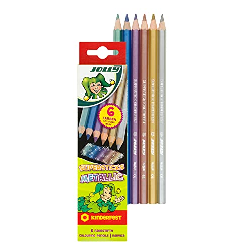 Jolly Supersticks Premium European Metallic Colored Pencils Set of 6 Perfect for Adult and Kids Coloring - Image 1