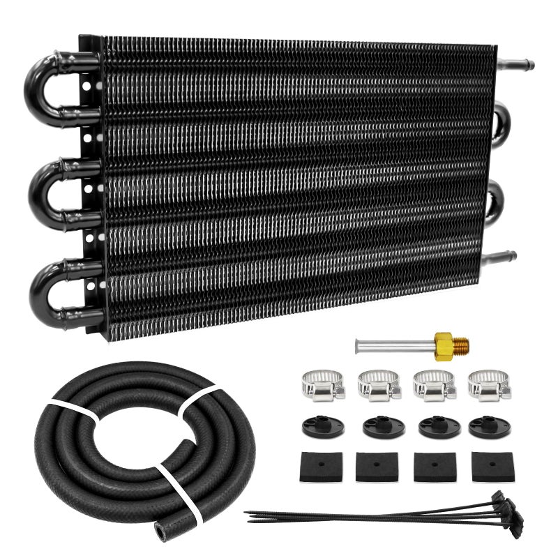 6 Pass UltraCool Tube and Fin Transmission Cooler Universal 516 Oil Cooler Kit 403 Aluminium Black