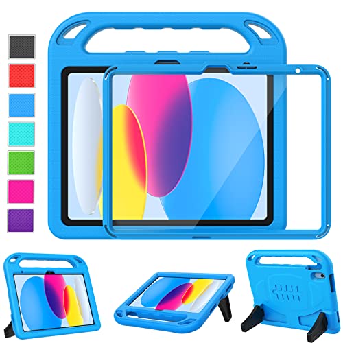 LTROP Kids Case for New iPad (A16) 11th Generation (11-inch, 2025)/ 10th Generation (10.9-inch, 2022) with Screen Protector, Durable Shockproof Handle Stand Cover Case for iPad 11th/ 10th Gen, Blue - Image 1