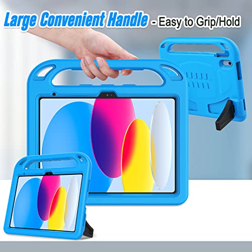 LTROP Kids Case for New iPad (A16) 11th Generation (11-inch, 2025)/ 10th Generation (10.9-inch, 2022) with Screen Protector, Durable Shockproof Handle Stand Cover Case for iPad 11th/ 10th Gen, Blue - Image 5