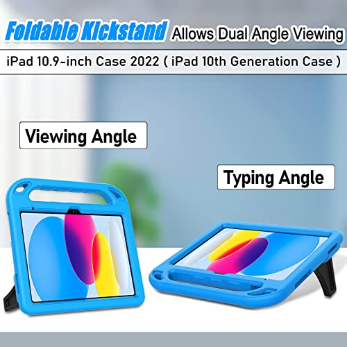 LTROP Kids Case for New iPad (A16) 11th Generation (11-inch, 2025)/ 10th Generation (10.9-inch, 2022) with Screen Protector, Durable Shockproof Handle Stand Cover Case for iPad 11th/ 10th Gen, Blue - Image 3