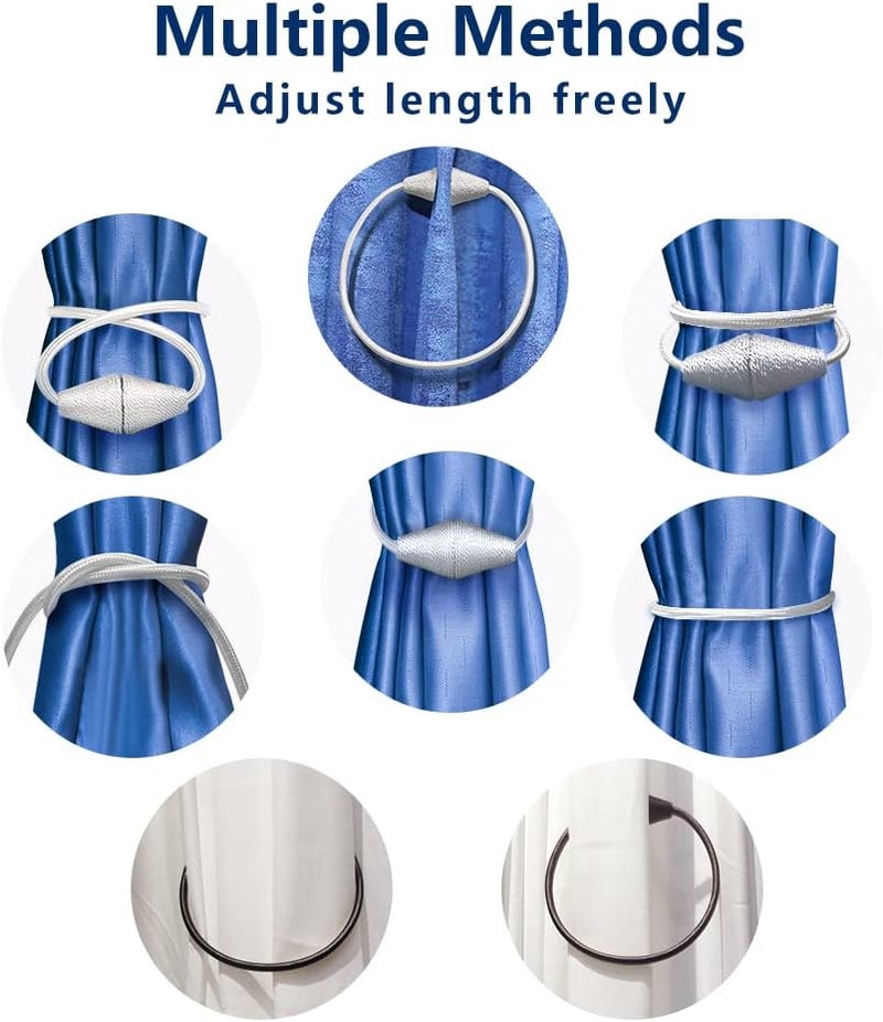 XDerlin 2Pack Magnetic Curtain Tiebacks European Style Convenient Drape Tie Backs Curtain Holdbacks Clips Holder for Thin or Thick Curtains Home Office Window Draperies (Navy Blue) - Image 5