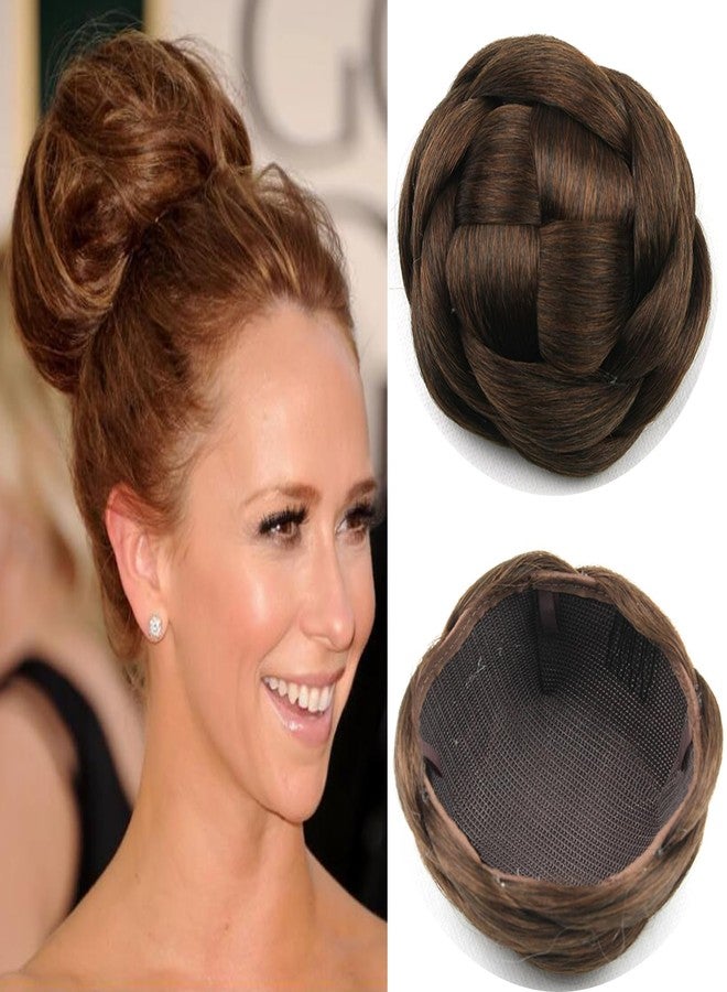 Funyn Synthetic Hair Chignon Scrunchie Natural Hair Braided Bun Donut Hairpieces Clip in Hair Bun Extensions Updo Space Bun for Women Beauty (Dark brown/Auburn brown) - Image 1