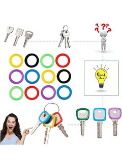 erorex Small Key Covers Tags Bright Colored Key Caps Silicone Key Covers Elastic Key Tags Key Identifier Coding Rings 0.8 Inch Dia Key Identifiers 24Pcs In 8 Colors Mixed Color  - Image 4