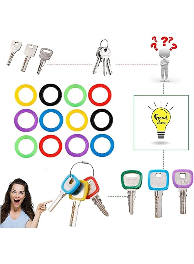 erorex Small Key Covers Tags Bright Colored Key Caps Silicone Key Covers Elastic Key Tags Key Identifier Coding Rings 0.8 Inch Dia Key Identifiers 24Pcs In 8 Colors Mixed Color  - Image 4
