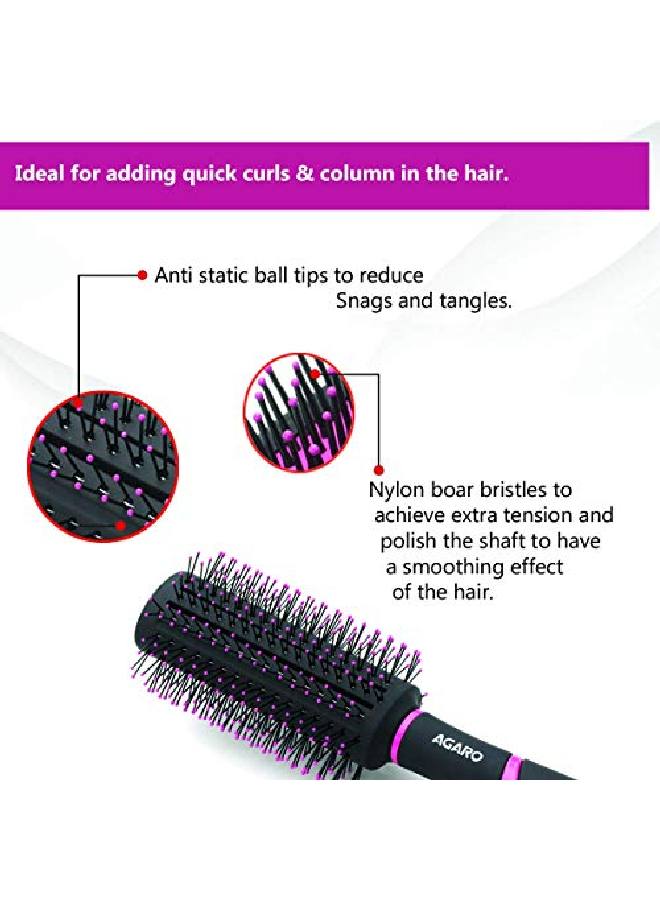 AGARO Delight Round Hair Brush For Adding Quick Curls And Column In The Hair Pink - Image 4