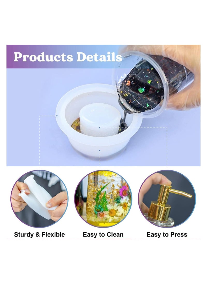 KASTWAVE Resin Moulds Silicone, 2pcs Silicone Epoxy Resin Moulds DIY Dispenser Bottle Resin Pen Holder Molds for Resin Casting Shampoo Shower Gel Perfume Bottle Cosmetic Bottle Epoxy Resin Moulds  - Image 3