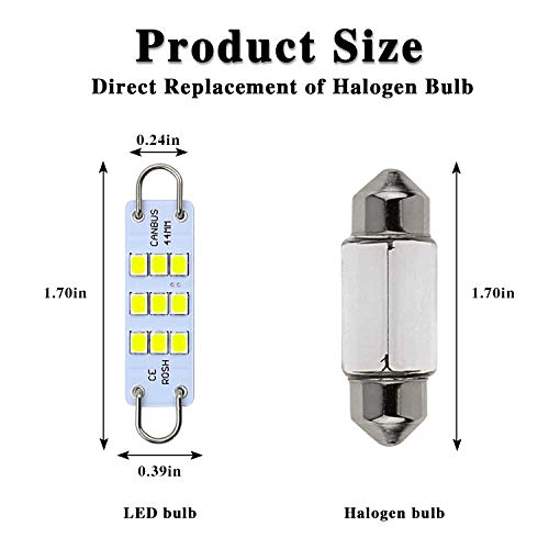 iBrightstar 9-30V Extremely Bright 561 562 567 564 Festoon Error Free 1.73" 44mm LED Bulbs for Interior Map Dome Luggage Compartment Lights, White - Image 5