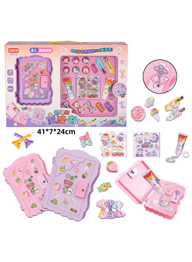 Children's Play House Toys Supermarket Cash Register Raffle Machine Ice Cream Car Girls Play House Kindergarten Gift Toys-Color:Big Box Of Cream Gel Magic Book - Image 1
