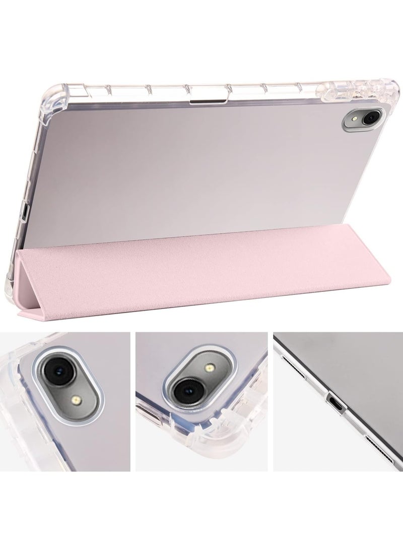 VKL Case Compatible with Huawei MatePad SE 11 inch 2024,Smart Slim Trifold Stand Auto Sleep/Wake Cover with Pencil Holder, Clear Transparent Back Shell （Pink） - Image 3