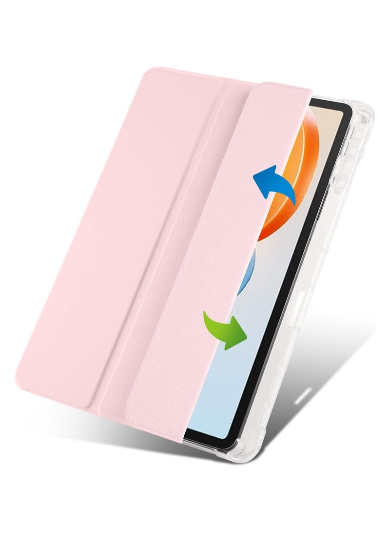 VKL Case Compatible with Huawei MatePad SE 11 inch 2024,Smart Slim Trifold Stand Auto Sleep/Wake Cover with Pencil Holder, Clear Transparent Back Shell （Pink） - Image 5