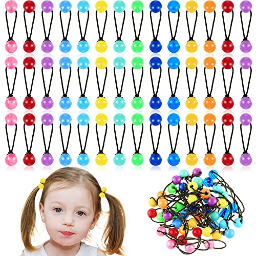 36 Pieces Hair Ties Balls Ponytail Holders Colorful Twin Bead Ponytail Balls 80s 90s Elastic Hair Accessories for Baby Kid12 mmColorful