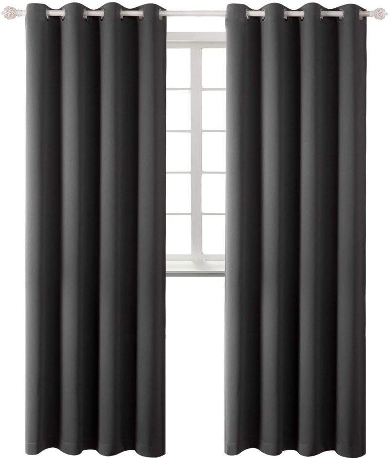 BGment الستائر التعتيم في غرفة النوم - الغرفة المعزولة الحرارية الغامق في غرفة المعيشة مجموعة من لوحين كل منها 55 × 96 بوصة رمادية داكنة - Image 1
