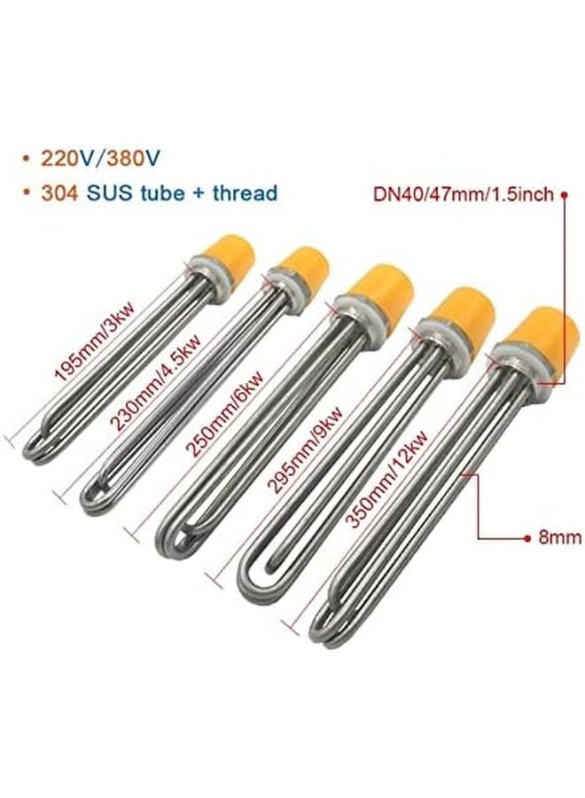 304 Stainless Steel Tubular Water Heating Element 220V 3KW 195L DN40 For Boiler Air Tank - Image 3