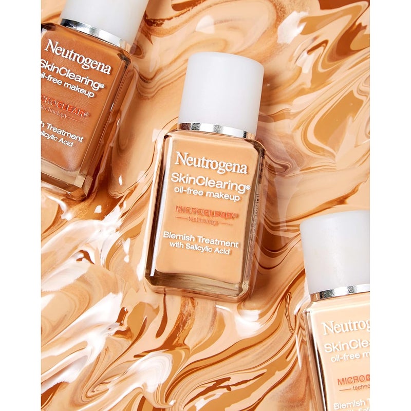 Neutrogena Neutrogena SkinClearing OilFree Acne and Blemish Fighting Liquid Foundation with5 Salicylic Acid Acne Medicine Shine Controlling Makeup for Acne Prone Skin 40 Nude 1 fl oz - Image 4