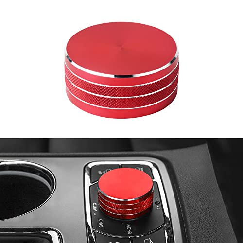 LECART for Jeep Grand Cherokee Accessories 2014-2021 Central Multimedia 4WD Switch Knob Cover Aluminum Alloy Red 1 Pack - Image 1
