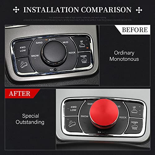 LECART for Jeep Grand Cherokee Accessories 2014-2021 Central Multimedia 4WD Switch Knob Cover Aluminum Alloy Red 1 Pack - Image 2