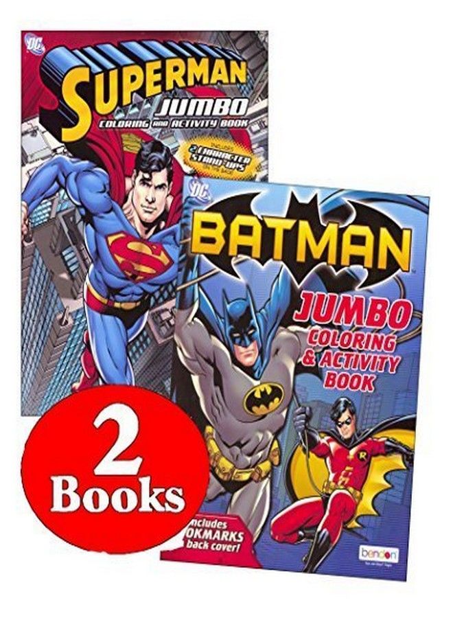 Bendon Publishing DC Comics Batman & Superman Coloring and Activity Book Set (Two Books)