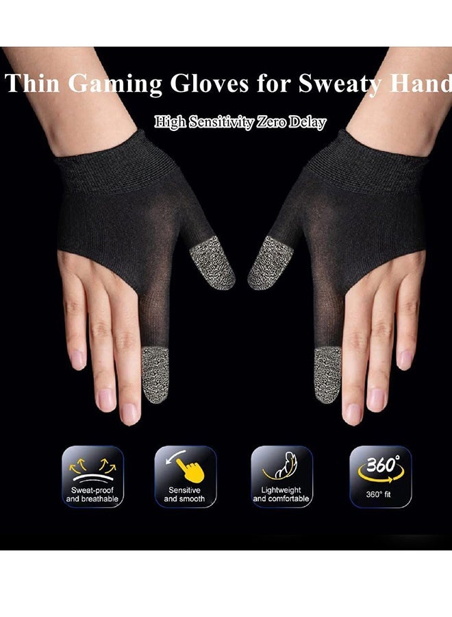 2 Pairs Nano Silver Fiber Gaming Finger Sleeves,Anti Sweat Breathable Touch Screen Thumb Gloves,High Sensitivity Mobile Game Accessories for PUBG FPS Mobile Gaming Live Streaming Daily Phone Use - Image 4