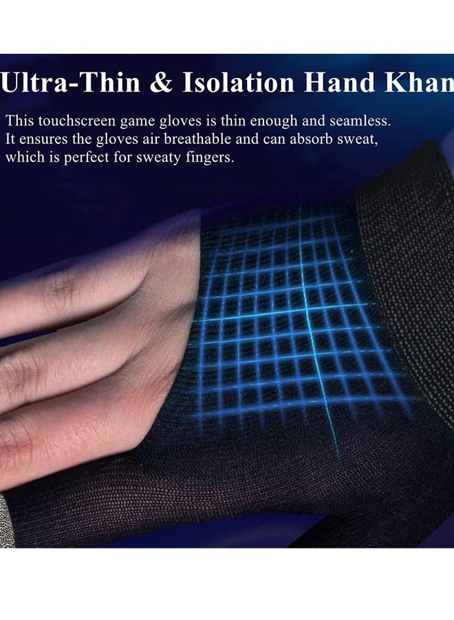 2 Pairs Nano Silver Fiber Gaming Finger Sleeves,Anti Sweat Breathable Touch Screen Thumb Gloves,High Sensitivity Mobile Game Accessories for PUBG FPS Mobile Gaming Live Streaming Daily Phone Use - Image 5