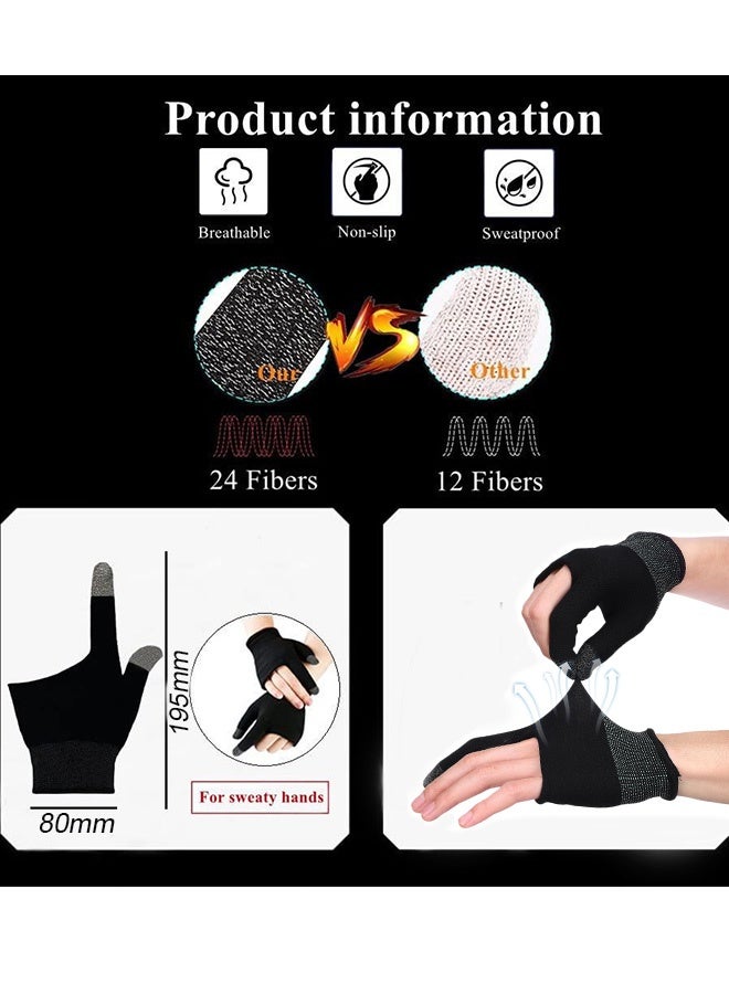 2 Pairs Nano Silver Fiber Gaming Finger Sleeves,Anti Sweat Breathable Touch Screen Thumb Gloves,High Sensitivity Mobile Game Accessories for PUBG FPS Mobile Gaming Live Streaming Daily Phone Use - Image 2