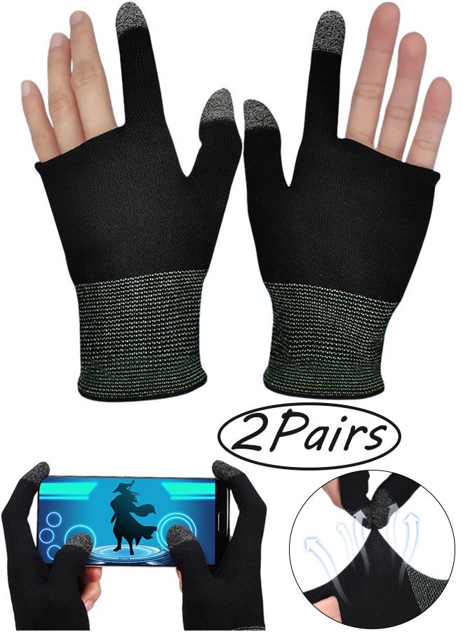 2 Pairs Nano Silver Fiber Gaming Finger Sleeves,Anti Sweat Breathable Touch Screen Thumb Gloves,High Sensitivity Mobile Game Accessories for PUBG FPS Mobile Gaming Live Streaming Daily Phone Use - Image 1