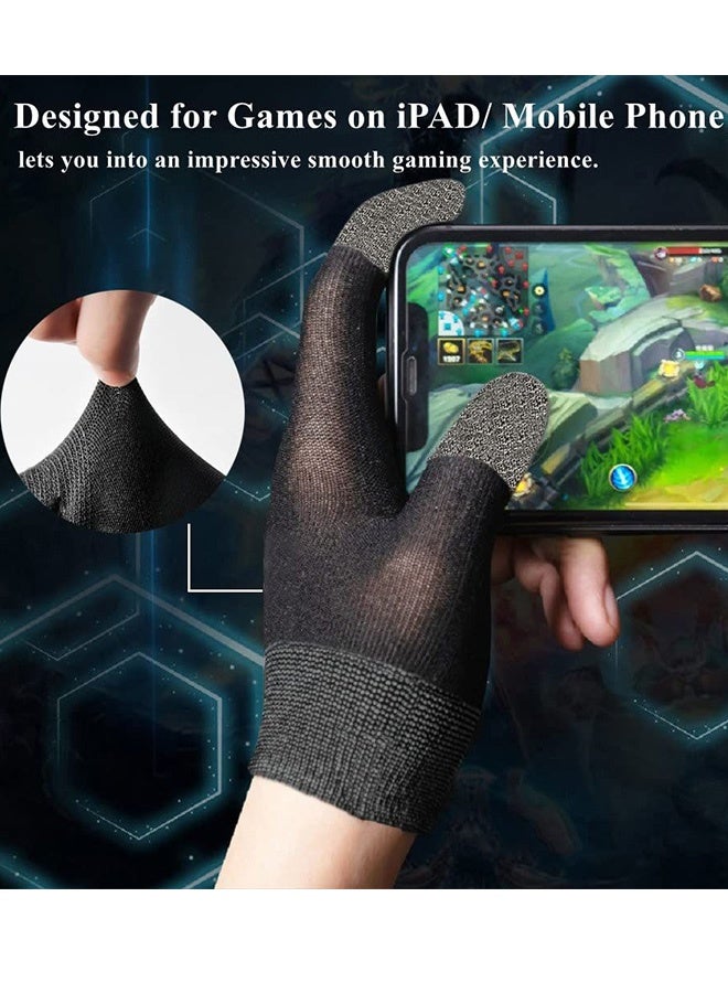 2 Pairs Nano Silver Fiber Gaming Finger Sleeves,Anti Sweat Breathable Touch Screen Thumb Gloves,High Sensitivity Mobile Game Accessories for PUBG FPS Mobile Gaming Live Streaming Daily Phone Use - Image 3