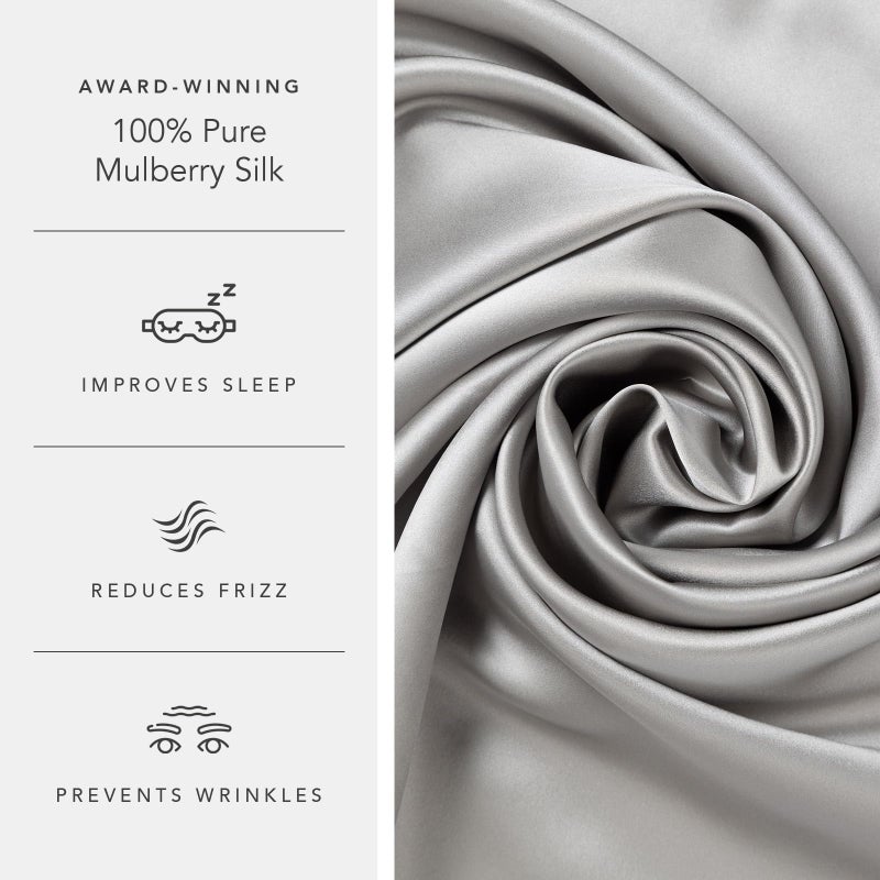 Fishers Finery 19mm 100% Pure Mulberry Silk Pillowcase, Quality Tested (Silver, Q) - Image 5