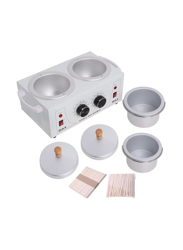 Generic - Upgraded Double Wax Warmer Professional Machine Pot Hot Heater Salon Heater Warmer Hair Removal Wax Pot Machine 20-100℃ Heater Warmer Hair Removal with Wooden Wax Sticks - Image 1