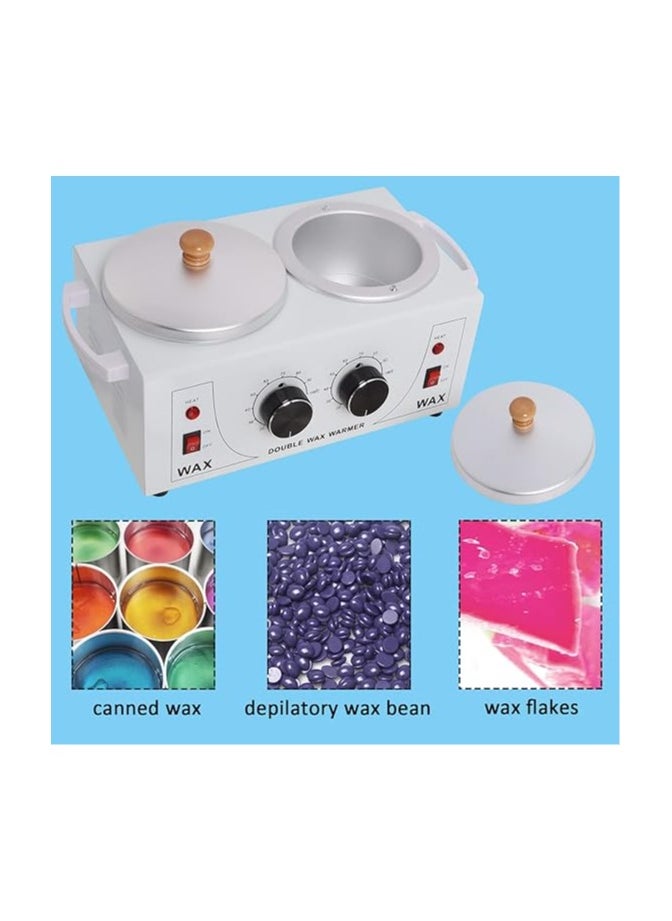 Generic - Upgraded Double Wax Warmer Professional Machine Pot Hot Heater Salon Heater Warmer Hair Removal Wax Pot Machine 20-100℃ Heater Warmer Hair Removal with Wooden Wax Sticks - Image 1