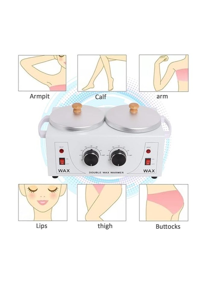 Generic - Upgraded Double Wax Warmer Professional Machine Pot Hot Heater Salon Heater Warmer Hair Removal Wax Pot Machine 20-100℃ Heater Warmer Hair Removal with Wooden Wax Sticks - Image 1