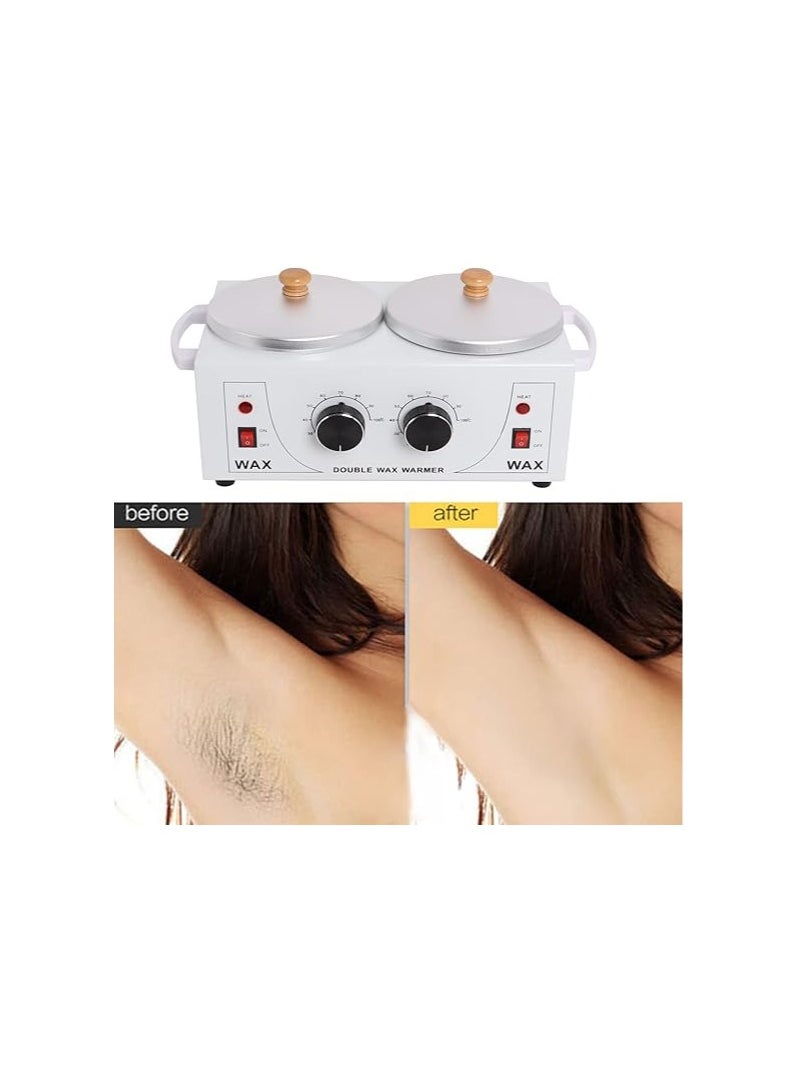 Generic - Upgraded Double Wax Warmer Professional Machine Pot Hot Heater Salon Heater Warmer Hair Removal Wax Pot Machine 20-100℃ Heater Warmer Hair Removal with Wooden Wax Sticks - Image 1