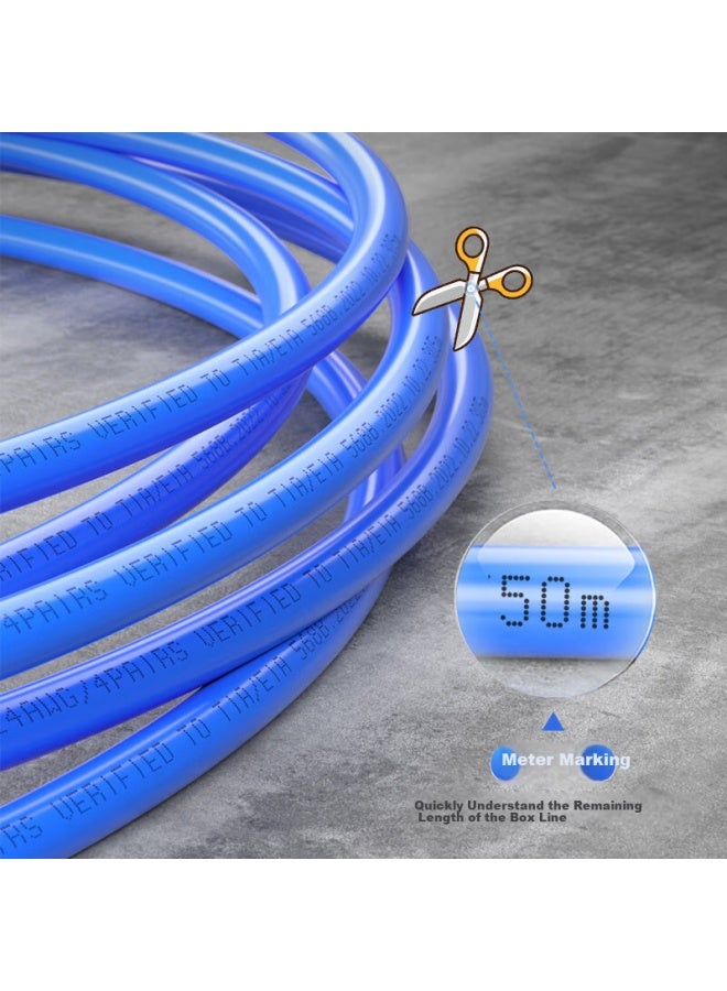 Burlefran Cat6 Gigabit Ethernet Cable, Oxygen-free Copper Core Unshielded , Cat6 Engineering Home Network Wiring Monitoring Box Cable, Blue, 100 Meters - Image 5