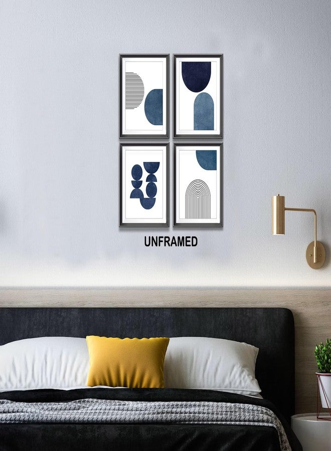 AEHIE Boho Blue Wall Art Decor, Navy Blue Bohemian Abstract Mid Century Poster Prints for Bedroom Living Room Decor, Minimalist Modern Boho Decorations Wall Art Unframed 4pcs 8x10 Inches - Image 4