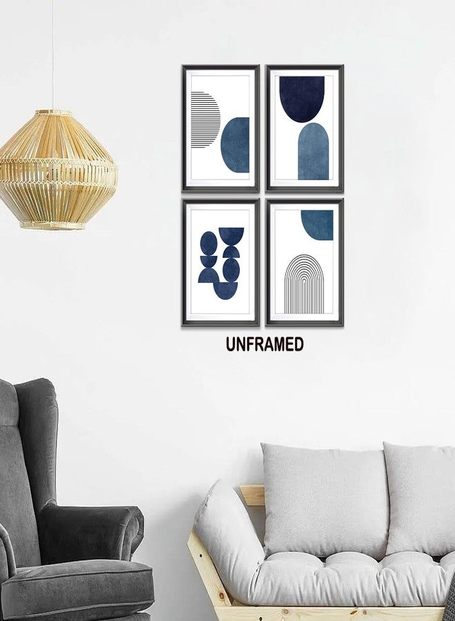 AEHIE Boho Blue Wall Art Decor, Navy Blue Bohemian Abstract Mid Century Poster Prints for Bedroom Living Room Decor, Minimalist Modern Boho Decorations Wall Art Unframed 4pcs 8x10 Inches - Image 2