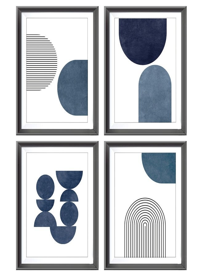 AEHIE Boho Blue Wall Art Decor, Navy Blue Bohemian Abstract Mid Century Poster Prints for Bedroom Living Room Decor, Minimalist Modern Boho Decorations Wall Art Unframed 4pcs 8x10 Inches - Image 1