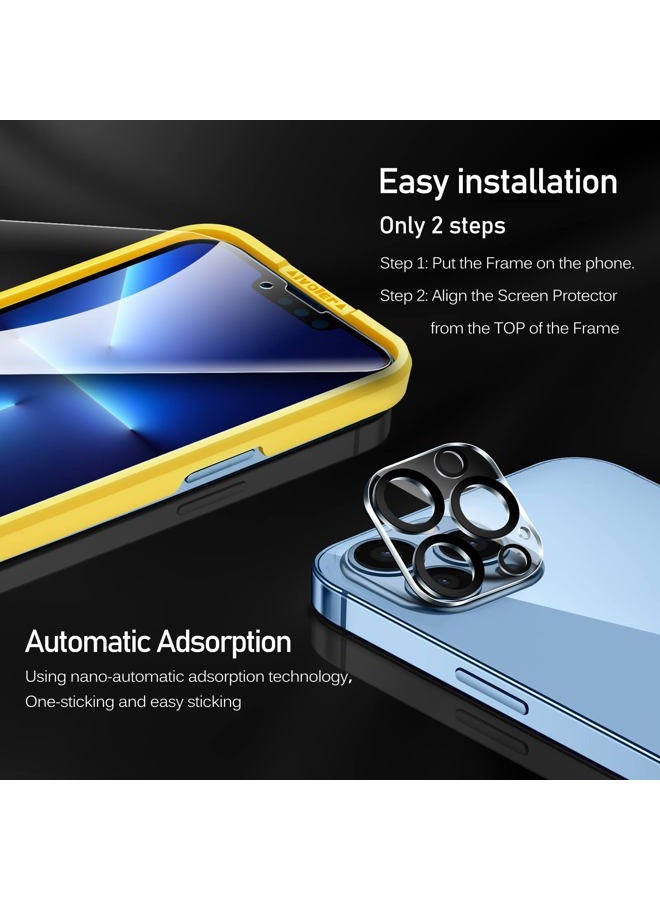 ivoler[4+2Pack]Screen Protector Compatible With iPhone 13 Pro Max 6.7‘'[4 Pack]with [2 Pack] Camera Lens Protector, HD Tempered Glass Film With Align Frame, 9H Hardness, Bubble Free,Scratch Resistant - Image 2