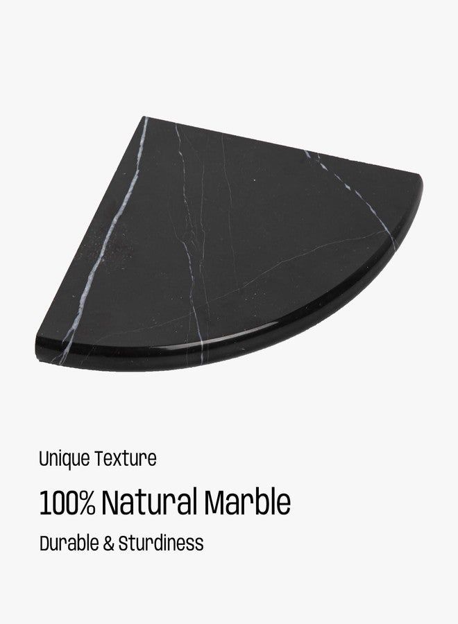 Adolif Black Marble Corner Shower Shelf, 9 Inch Carrara White Marble Corner Shelf for Bathroom Shower Decor, Wall Mounted, Polished, 1 Pcs - Image 2