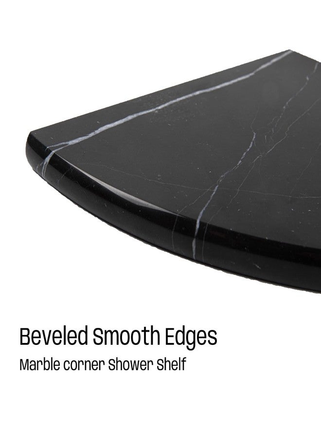 Adolif Black Marble Corner Shower Shelf, 9 Inch Carrara White Marble Corner Shelf for Bathroom Shower Decor, Wall Mounted, Polished, 1 Pcs - Image 3