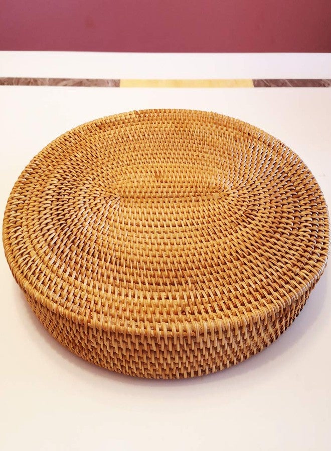 i-lan Oval Rattan X-Large Breakfast Severing Tray-17 Wicker Woven Food Storage Platters for Fruit,Bread, Drinks,Snacks|Coffee Table Serving Basket Ottoman Tray with Handles and 2.4" Wall(XXL-43cm) - Image 5