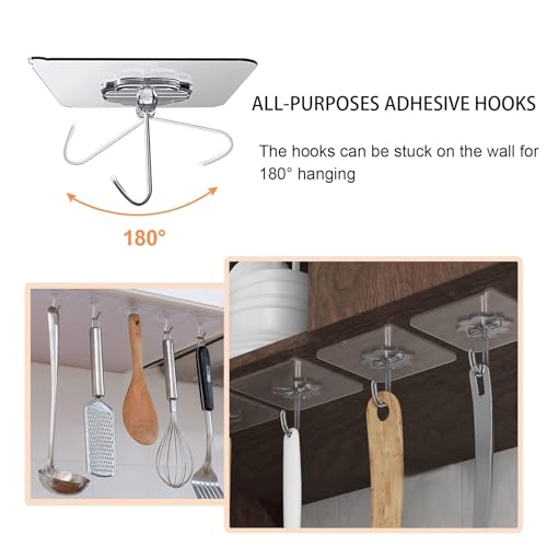 HASTHIP Plastic, Metal ® 5 Pack Adhesive Hooks for Hanging Wall Hooks Removable Sticky Hooks for Bathroom, Kitchen Waterproof Ultra Adhesive Wall Hooks (Clear) - Image 2