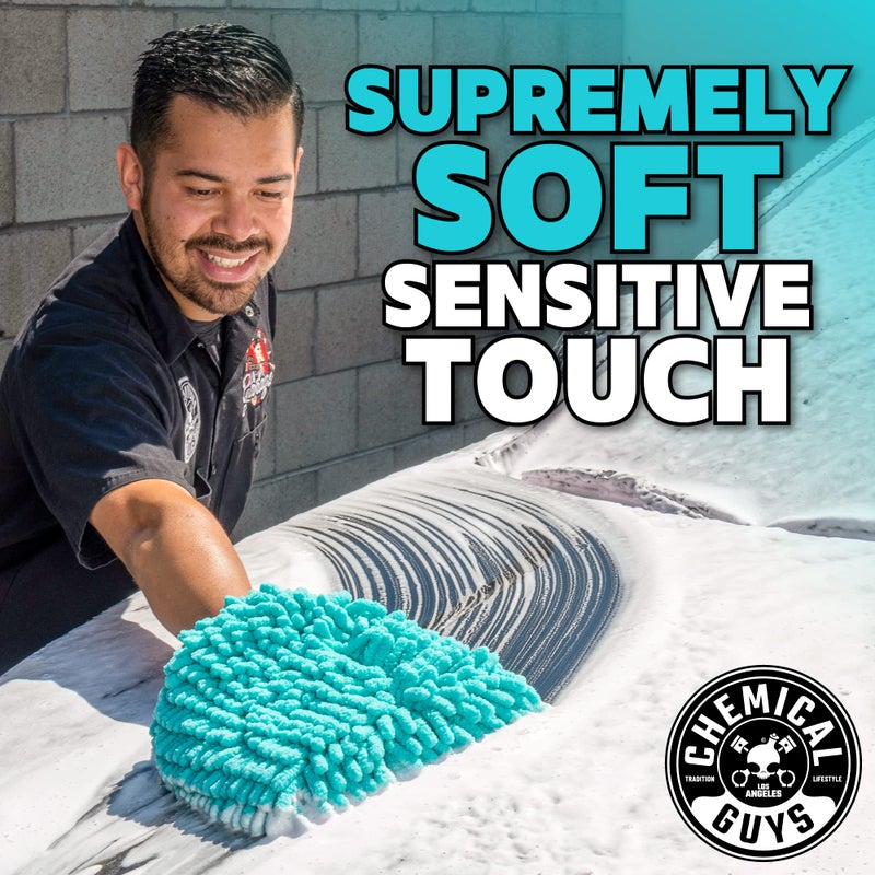 Chemical Guys MIC513 Big Noodle Chenille Microfiber Scratch Free Supersized Car Wash Mitt for Cars, Trucks, SUVs, RVs & More, Turquoise (11" x 12") - Image 4