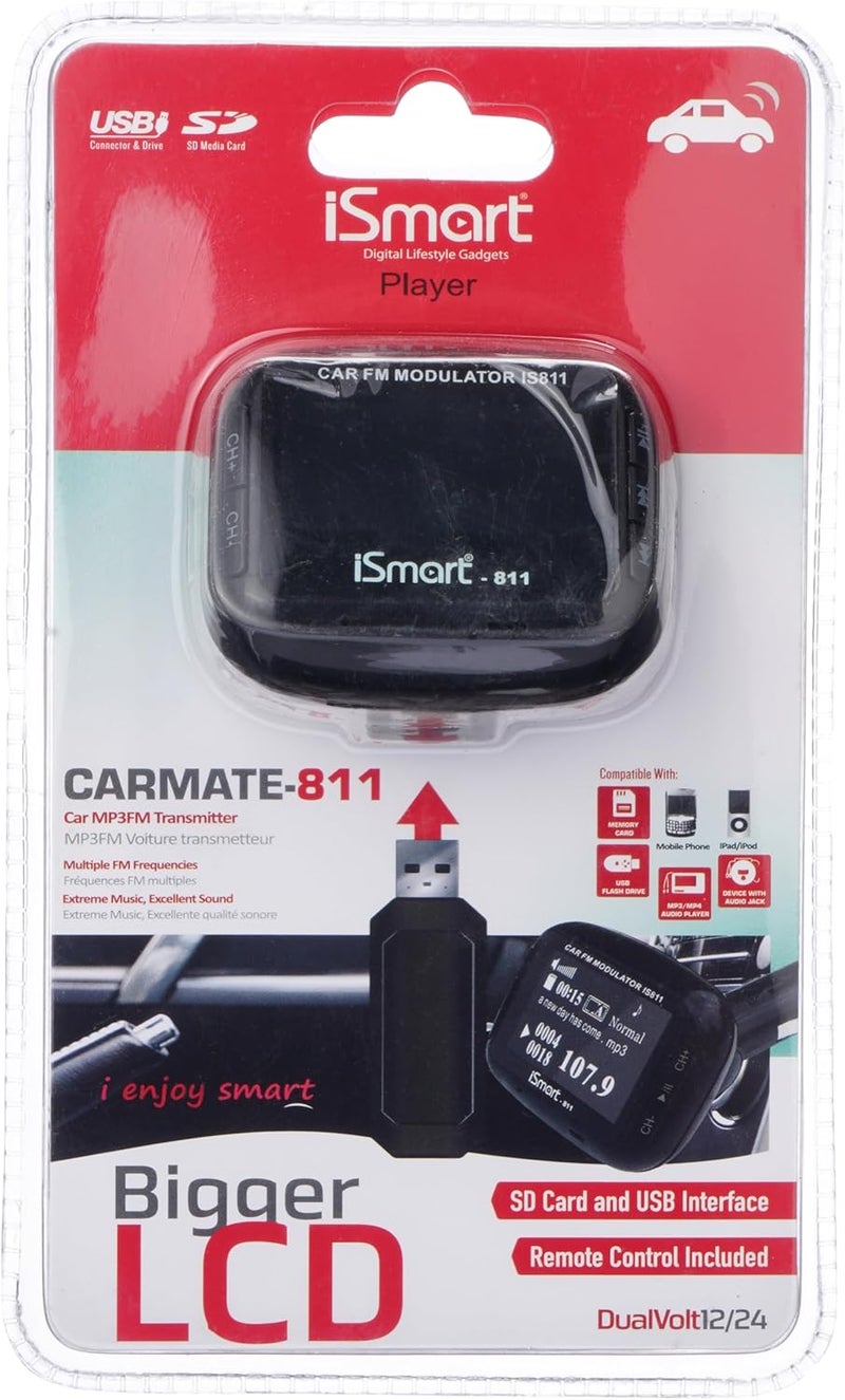 آي سمارت مُعدِّل إرسال FM للسيارة يدعم MP3، MP4، بطاقة SD/MMC، شاشة LCD، USB - Image 2