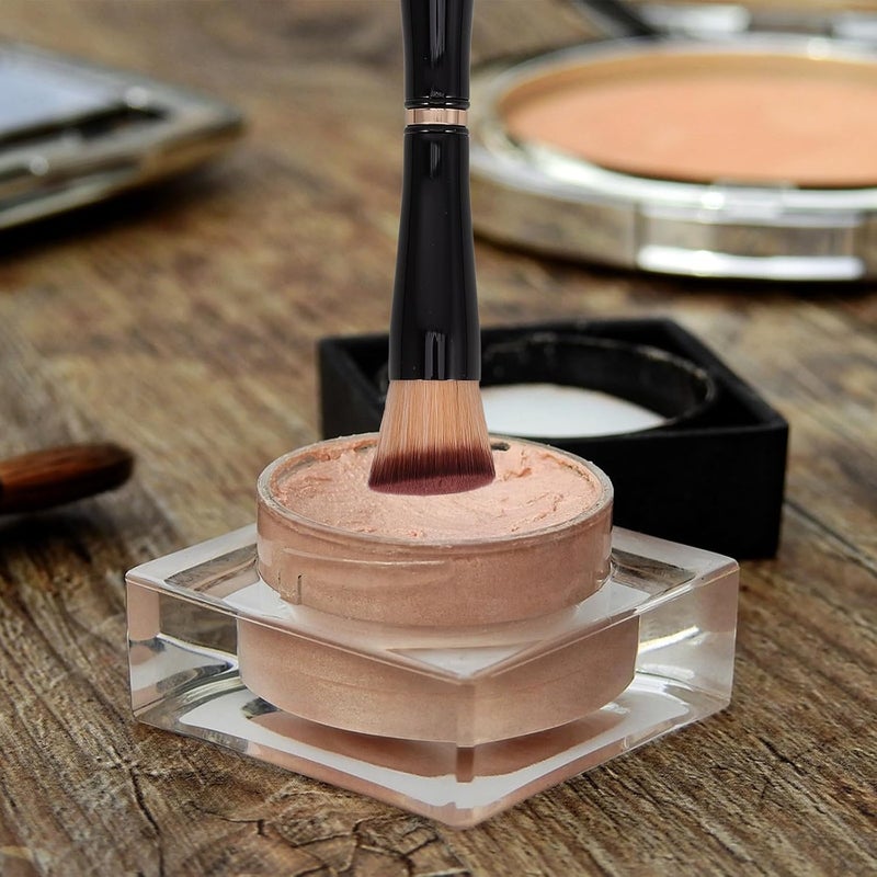 Dual Ended Foundation and Blush Brush Set, Black Makeup Brush for Women, Multifunctional Face Cosmetics Tool for Blending and Concealing - Image 3