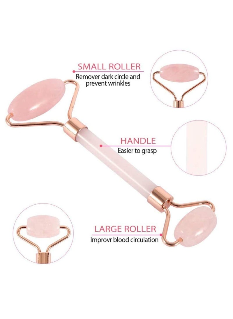 Generic - Jade Roller Eyes Facial Massage Kits Natural Rose Skin Roller Face Gua Sha Tools Anti Aging Roller for Face, Eyeball Neck Body Massage Jade Stone Face Neck Skincare Massage Tool Eye Treatments - Image 1